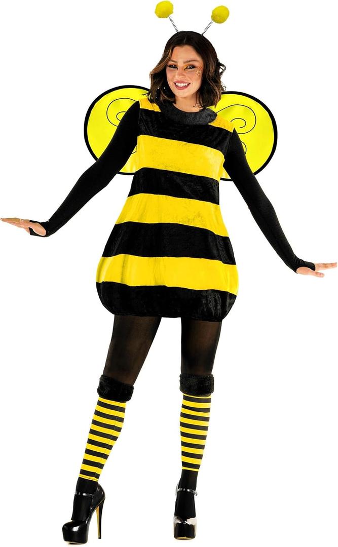Morph Bumble Bee Costume Women, Bee Costume Adult, Bumblebee Costumes Woman, QueenBee, Halloween Costumes For Women Adult (Large)
