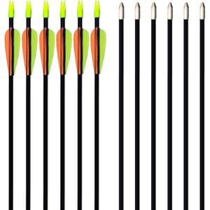 GPP 28-inches Fiberglass Archery Target Arrows - Practice Arrow or Youth Arrow for Recurve Bow (12 Black Arrows)