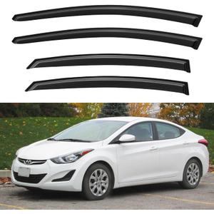 Window Visors Rain Guards for 2011-2016 Hyundai Elantra Sedan, Out-Channel Window Vent Wind Deflectors Visors Shades for 11-16 Elantra (EXCLUDES Elantra GT)