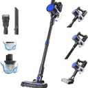 NEWBULIG Cordless Vacuum Cleaner, Lightweight Stick Vacuum for Home with Anti-Tangle and LED Lights, Powerful Rechargeable Wireless Cleaners for Hardwood Floors Carpet Pet Hair (11"*10", Modern Black Blue)