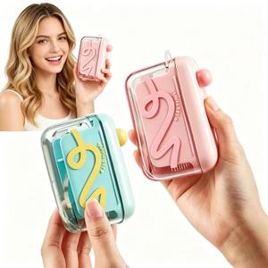 2 Pack Automatic Pop-Up Portable Floss Dispenser, Travel Sized Storage Case Pop Up Dispenser for Floss Picks, Floss Pick Dispenser One Touch, On-The-Go Oral Care (Green, Pink)