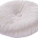 HLOVME Round Pillow Cushion for Couch Velvet Decorative Small Throw Pillow Solid Color for Living Room Bed Floor 13.7, Beige