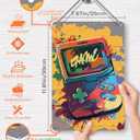 2 x Drsoum Video Gamer Room Decor for Boys Gaming Wall Decor Neon Gaming Room Metal Sign 12 x 8 Inch Set of 4 - Gamer Wall Decor Teenage Boy Room Decor (Graffiti Gamepad)