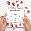 10 x Baby Shower Invitations for Girl, Strawberry Baby Shower, 25 Strawberry Theme Party Invitations with Envelopes, Gender Reveal, Cute Berry Sweet Party Decorations Supplies 4x6 inch (Red)