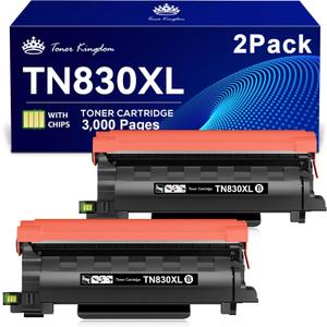 Toner Kingdom Compatible TN830XL Toner Replacement for Brother TN830XL TN830/XL/V/R TN-830XL with DCP-L2640DW HL-L2460DW HL-L2405W HL-L2480DW MFC-L2820DW MFC-L2760DW MFC-L2900DW XL (2 Black)