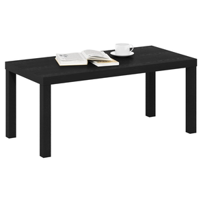 Furinno CLASSIC Coffee Table, Modern Rectangle Coffee Table with 1.8" Triple Thick Tabletop, Side Table, Toolless Assembly, for Living Room, Home Office, Black