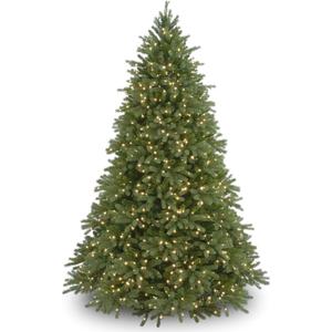 National Tree Company 6.5 ft Pre-Lit Jersey Fraser Fir Artificial Christmas Tree, 800 Clear Lights, 2,224 Tips, Includes Stand, Green