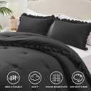 HARBOREST King Comforter Set Black - Ruffle Comforter for King Size Bed, Fluffy King Size Comforter Set for All Seasons, 3 Pieces Shabby Chic Bedding Comforter Set(1 Comforter & 2 Pillow Shams)
