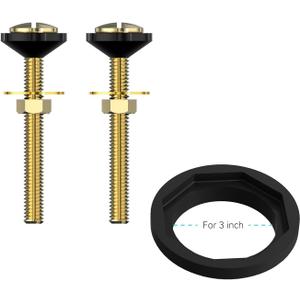 R&T 3'' Toilet Tank to Bowl Octagon Gasket with 2 pcs Brass Bolts Hardware Kit for 2-Piece Toilet (3 inch) R&T 3'' Toilet Tank to Bowl Octagon Gasket with 2 pcs Brass Bolts Hardware Kit for 2-Piece Toilet (3 inch)