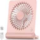Koonie USB Fan, Strong Wind Ultra Quiet Small Desk Fan 220 Tilt Folding 3 Speeds Adjustable USB-C Powered Personal Fan for Home Office Desktop, Pink, NO BATTERY (5.7 inch)