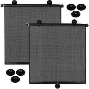 Blosssound 2 Pack Car Side Window Sun Shades Extra Wide Retractable Window Shades for Car Blocks Heat Roller Sunshade Visor for UV Rays Glare Protection Accessories(Black,20 x 20 Inch)