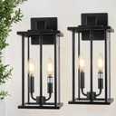 2-Pack Large Outdoor Wall Light, 16" Exterior Lighting Fixtures Wall Mount, 2-Light Waterproof Wall Sconce, Modern Black Outdoor Lamps for Patio, Entryway