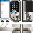 Veise VE07-L Fingerprint Smart Locks for Front Door with Zinc Alloy Handle Set, App Control, Keyless Entry, Electronic Digital Keypad Deadbolt, Auto Lock, Waterproof, Easy to Install, Matte Black