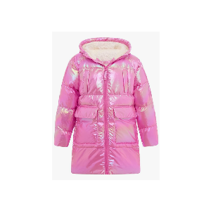 Cutemile 5-12 Years Girls Winter Long Fleece Coat Parka Metallic Puffer Jacket Outwear with Hooded