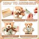 Amyhill 4 Sets Bear Baby Shower Centerpieces Baby Shower Table Decorations with Bears Wooden Crates Bamboo Baskets Artificial Flowers for Birthday Wedding Gender Reveal Party(Classic)
