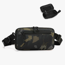 Small Fanny Pack Men Women, Waterproof Waist Bum Bag, 1.5L Adjustable Strap Crossbody Sling Bag​s W/D Ring for Travel Running Hiking, Camo