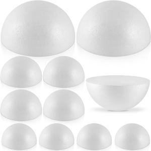 Yalumo Half Foam Balls for Crafts, 10 Pack Multi-Size Smooth Polystyrene Half Round Foam Craft Ball for Floral Arrangements, Wedding, School Projects, DIY Ornaments, Holiday Decor (6", 4", 3")