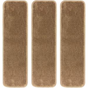 Stair Tread Treads Indoor 7 inch x 24 inch Machine Washable Skid Slip Resistant Carpet Stair Tread Treads Comfy Collection (Set of 13, Beige)
