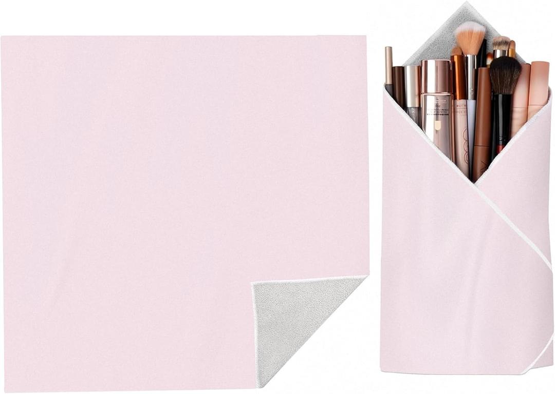 Self-Adhesive Makeup Bag  Portable Magic Cloth Cosmetic Pouch & Lens Wrap, Travel Organizer for Beauty Essentials, Gifts, and Daily Use,pink,21.65inch