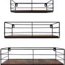 CRUGLA Floating Shelves Wall Mounted Set of 3, Hanging Storage Wall Shelf for Bathroom, Living Room, Bedroom, Kitchen Home (Brown) 