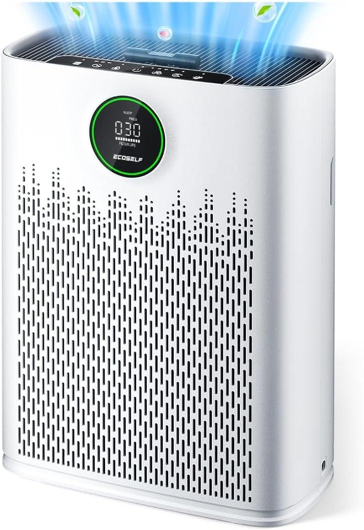 Air Purifiers for Home Large Room, Cover Up to 2400 Ft with True HEPA Filter, Smart Mode, PM2.5 Air Quality Display, 22dB Sleep Mode, Aromatherapy with 2X-Purification & 360Air Outlet, HAP603, White