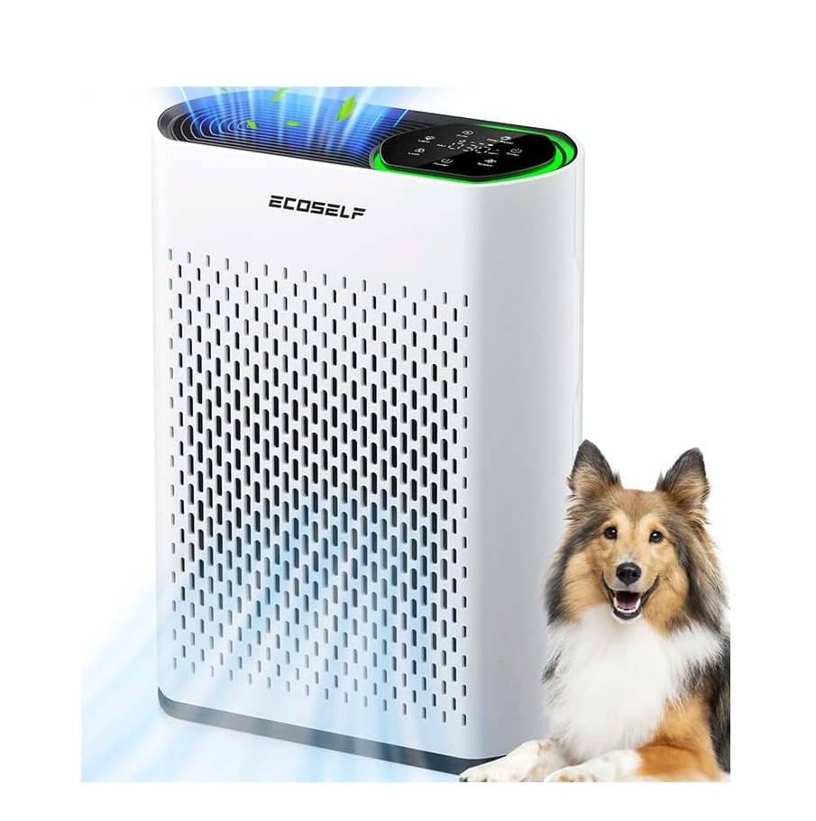 Air Purifier for Large Room, Cleans 2,400 ft² in 30 Mins, 3-Stage True HEPA, 360° Airflow, Large Touch Display Control, Real-Time Air Quality (PM2.5) Display, Ultra-Quiet 20dB Sleep Mode, HAP602 White