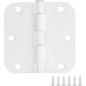 Design House Door Hinge, 3.5 in x 3.5 in, 5/8 in Radius, Interior, Rounded Steel, Removable Pin, Pre-Lubricated, Easy to Install, White Finish, 9 Pack, 189829