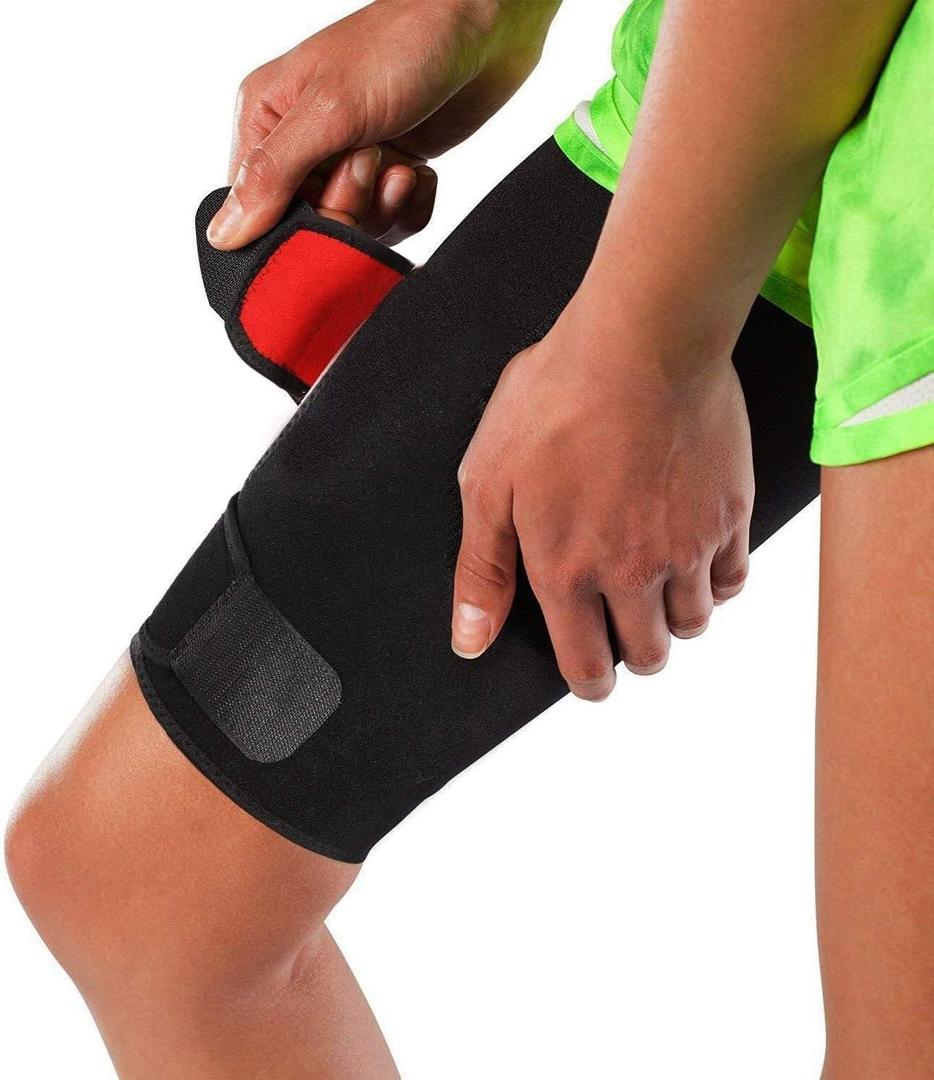 Adjustable Thigh Brace Support, Quadriceps Support and Thigh Wraps for Men and Women. Unisex Breathable Neoprene Non-Slip Hamstring Compression Sleeve, S/M