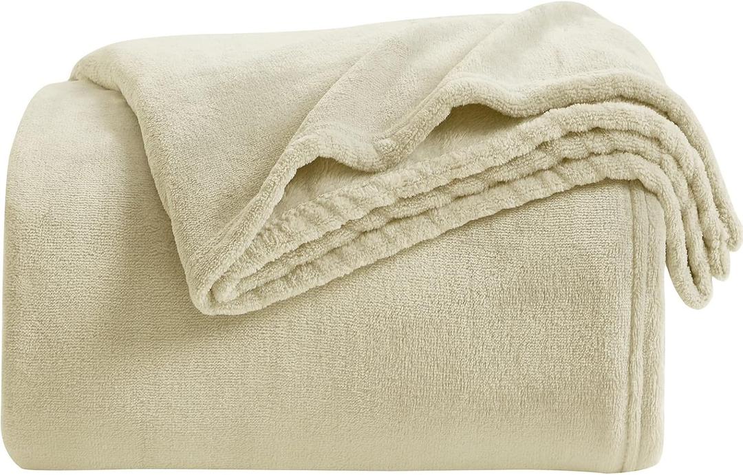KMUSET Super Soft Throw Blanket Premium Silky Flannel Fleece Throw Size Beige Microfiber Lightweight Blanket All Season Use (Throw(50"x60"))