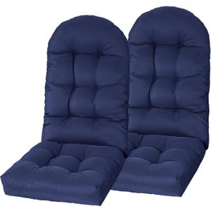 Adirondack Chair Cushion, Rocking Cushions 44x19.4x4 inch, High Back Patio Recliner Cushion of Upper and Lower with Ties, Sunscreen and Fade-Resistant Gray, Navy, 2 Pack
