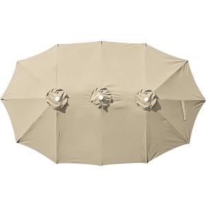15ft Double-sided Umbrella Replacement Canopy Cover,12 ribs Large Triple Parasol Top For Market Outdoor Patio ShadesFrame not Include