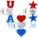 3 Pcs 4th of July Hair Accessories Patriotic Hair Claw Clips Red White and Blue Claw Clip American Star Heart USA Accessories for Independence Party Favor Gift
