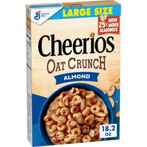 2 x Cheerios Oat Crunch Almond Breakfast Cereal, Made with Whole Grain, Large Size, 18.2 oz (EXP 05/02/26)