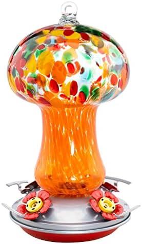 Muse Garden Gifts for Women Hummingbird Feeders for Outdoors Hanging Ant and Bee Proof, Blown Glass Hummingbird Feeder with Ant Moat, Christmas Gardening Gifts for Women Mom, 28OZ, Fairy Garden