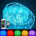 Minetom Color Changing Rope Lights Outdoor, 33FT 100 LED String Lights with Plug & Remote, Waterproof Christmas Light Outdoor Decoration, Twinkle LED Rope Light for Outside Indoor Bedroom,16 Colors