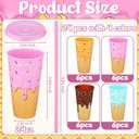 Yungyan 24 Pcs Ice Cream Drip Party Favors Ice Cream Party Decorations Cone Cups with Lid and Straw 24 oz for Summer Birthday Supplies
