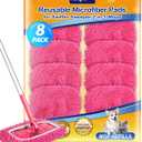 Keepow 8 Pack Reusable Mop Pads Compatible with Swiffer Sweeper, Chenille Mop Refill Pads, Dry & Wet Mopping Cloths for Floor Cleaning -Pink