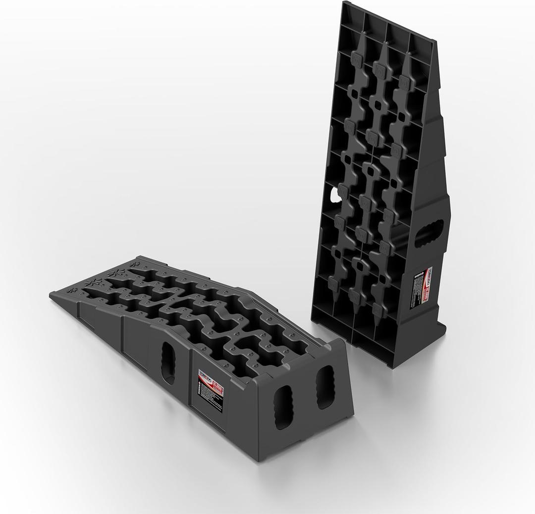 Heavy-Duty Vehicle Service Ramps - 1 Pair Professional Auto Maintenance Lifts for Trucks & SUVs, High-Lift Tire Ramps for Underbody Oil Change, Integrated Support for Jack Stands