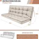 Outdoor Swing Cushions, Waterproof Porch Swing Cushions 3 Seater Replacement with Backrest, 4" Thicken Bench Cushion with Ties for Backyard, Patio, Lawn and Garden (Khaki, 70 inch)