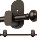 KAMANINA Curtain Rods No Drilling for Windows 16 to 30 Inches, 5/8 Inch Diameter Adjustable Single Curtain Pole with Adhesive Brackets, Bronze