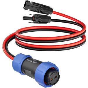 Aviation Plug to Solar Panel Cable, 12AWG 2FT Solar to Aviation Connector 12V/30A Compatible with Portable Power Station AC200MAX / AC200P New 2-Pin