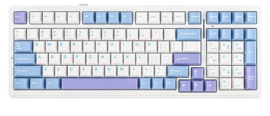 EPOMAKER x Aula F99 Wireless Mechanical Keyboard, Hot Swappable Gasket Custom Gaming Keyboard with Five-Layer Padding, BT/2.4GHz/USB-C, 8000mAh Battery (White Light Blue, Graywood V3 Switch)