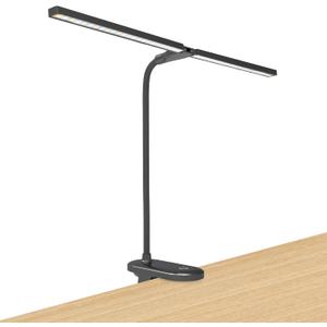 LED Reading Light with Clip, Desk Lamp 48 LEDs 2600mAh Battery USB Rechargeable Book Lights Stepless Adjustable Brightness Eye Protection Table Lamps for Bed Headboard, Home, Office - Black