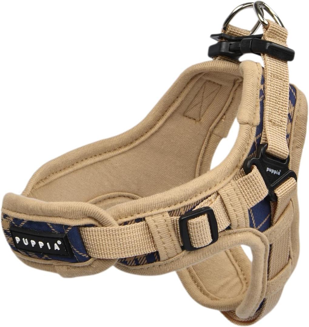 Puppia Corwin Dog Harness X Fashionable Checkered Pattern Spring Summer Harness for Small and Medium Dogs, Navy, X-Large