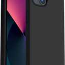 ORNARTO Shockproof Liquid Silicone Designed for iPhone 13 Case Gel Rubber Anti-Shock Cover Case Drop Protection 6.1inch-Black