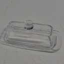 Glass Butter Dish with Cover, Clear Crystal Butter Holder Tray with Lid for Countertop Refrigerator (7.9in)