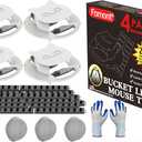 2025 New Improved  Lid Mouse Trap Rat Trap-Metal Bait Cage-Automative Reset-5 Gallon Fit (White - 4 Pack, Extreme Value with Free Hand Glove)