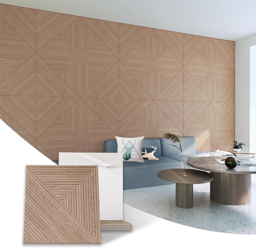 6 Pack Art Acoustic Panels for Wall and Ceiling, High Density 48" X 72"Large Wood Grain Printing Sound Absorbing Panel, Decorative Soundproof Wall Panels-Walnut color