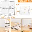 Yieach 2 Pack Clear Stackable Storage Drawers,4.4'' Tall Acrylic Drawer Containers for Organizing,Bathroom Organizers and Storage Bin Box,Plastic Makeup,Medicine Organizer Bins for Cabinet,Undersink