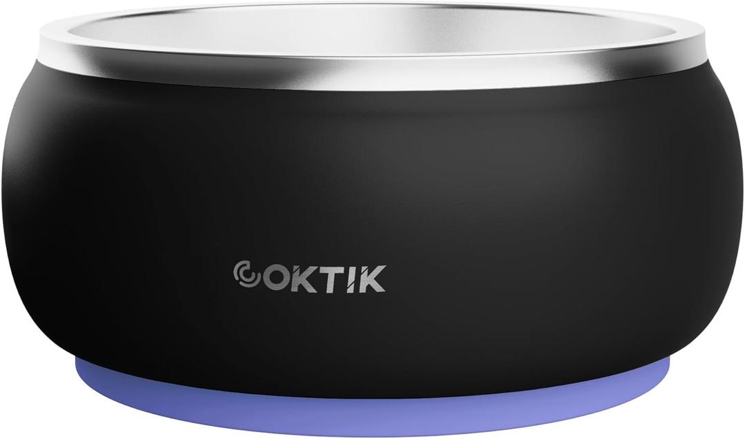COKTIK Dog Bowl, Insulated Stainless Steel Food Bowls for Dogs & Cats, Non-Slip Dog Bowls Water Bowl Large Breed, Easy to Clean, Durable and Dishwasher Safe (64oz, Black)